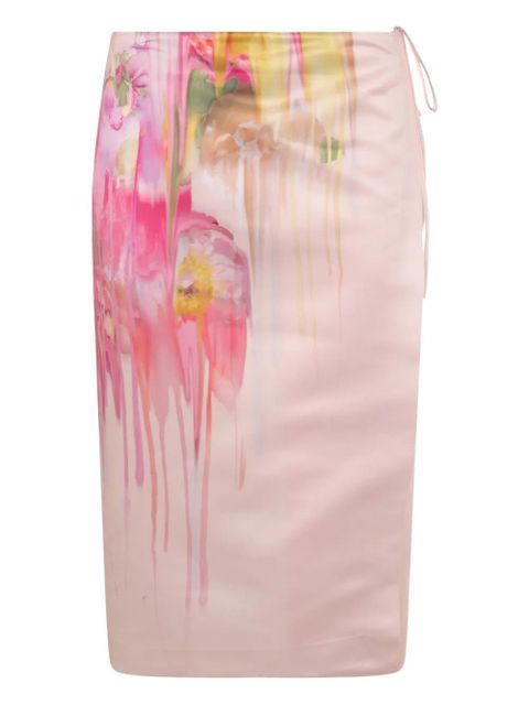 Blumarine satin-finish midi skirt - Pink
