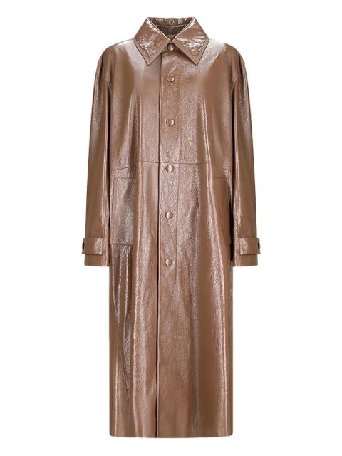 Jil Sander buttoned-up leather coat - Brown - zdjęcie produktu nr 1