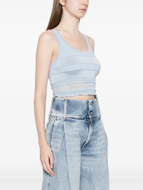 SANDRO lace trim crop tank top - Blue