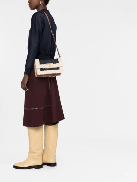 Tod's shearling-trim crossbody bag - Blue - zdjęcie produktu nr 2