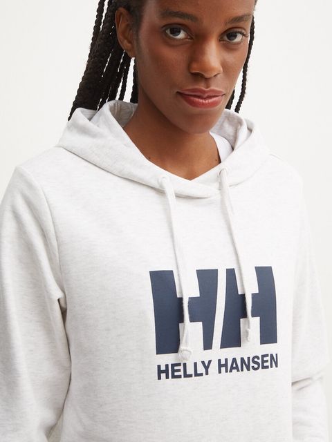 Helly Hansen bluza bawełniana HH LOGO 2.0 damska kolor szary z kapturem 34460
