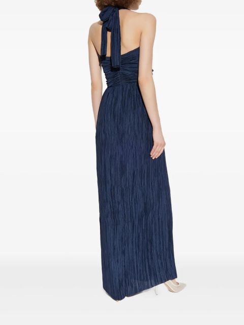 Cult Gaia Nailah pleated halter-neck ring-detail maxi dress - Blue