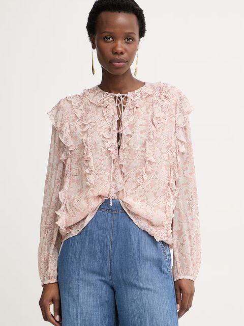 BOSS Orange bluzka z falbanką damska z wiskozy C Borma - zdjęcie produktu nr 2