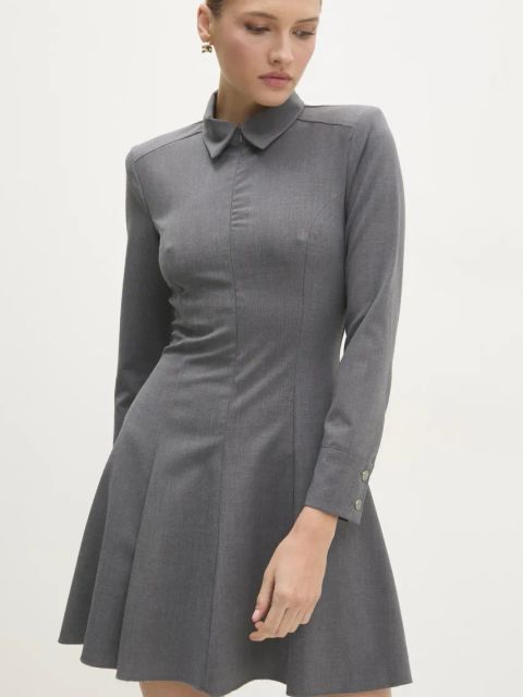 Answear.LAB sukienka kolor szary mini rozkloszowana