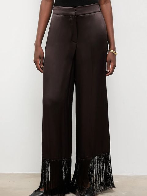 Answear.LAB spodnie damskie kolor brązowy szerokie high waist