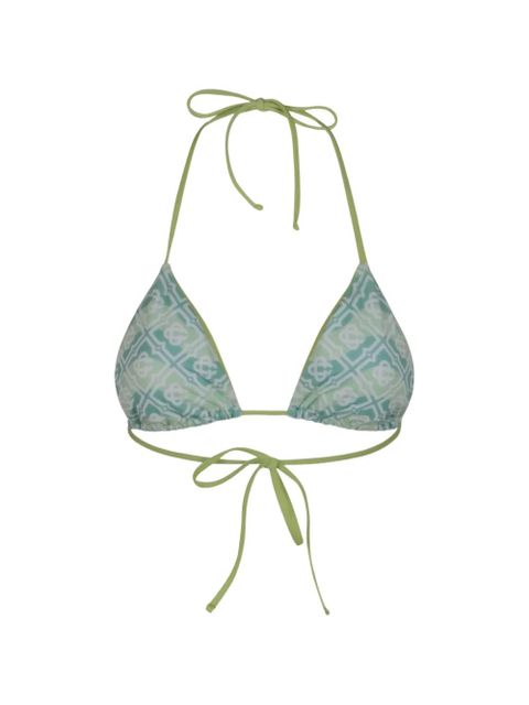 Casablanca wavy-monogram tie bikini top - Green - zdjęcie produktu nr 1