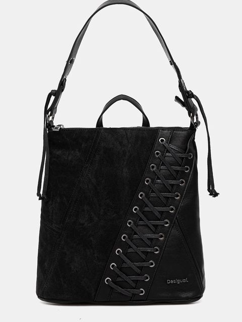 Desigual plecak BLACK PATCH TANGO P damski kolor czarny mały z aplikacją 25WAKP12 - zdjęcie produktu nr 1