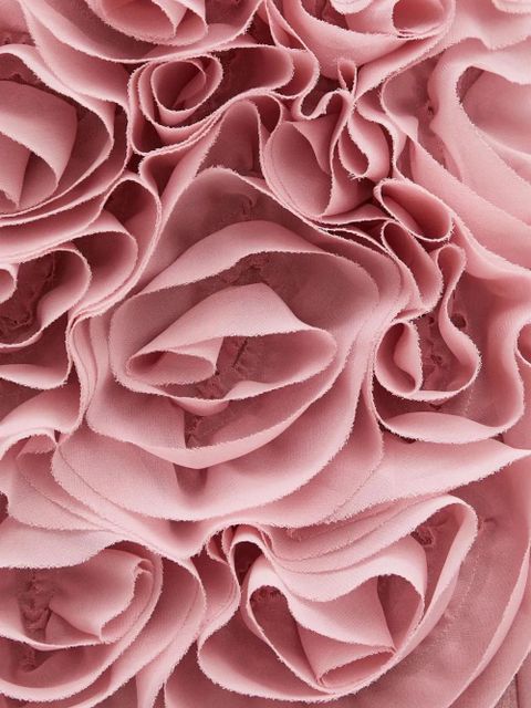 AMBUSH rose-appliqué ruffled skirt - Pink