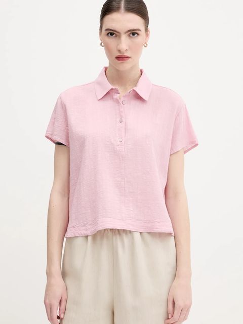 United Colors of Benetton bluzka damska kolor różowy gładka 5ONVDQ0BQ - zdjęcie produktu nr 1