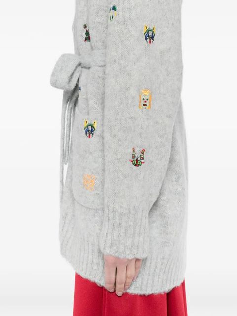 LOEWE animal-embroidered cardigan - Grey