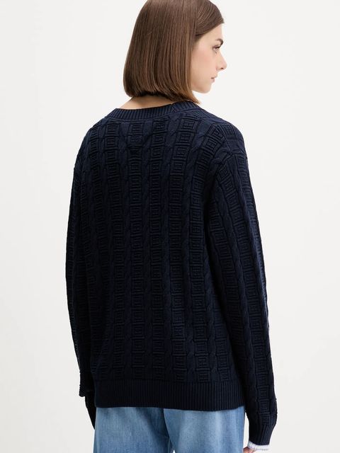 Tommy Jeans kardigan bawełniany damski kolor granatowy lekki DW0DW21681