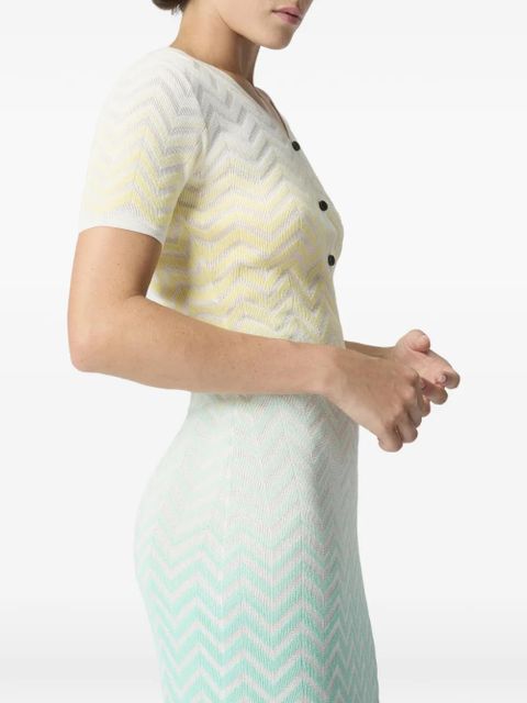 Missoni chevron-pattern buttoned midi dress - White