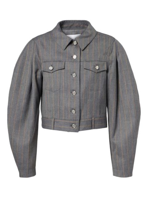 GANNI pinstripe balloon-sleeves jacket - Grey - zdjęcie produktu nr 1