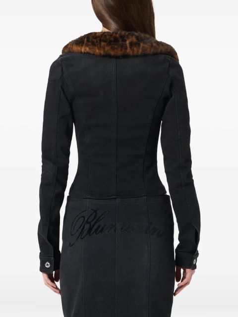 Blumarine faux-fur collar denim jacket - Black