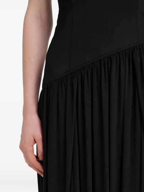 Ferragamo asymmetric ruched bustier midi dress - Black