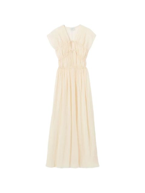 Claudie Pierlot tie-detail gathered maxi dress - Neutrals - zdjęcie produktu nr 1