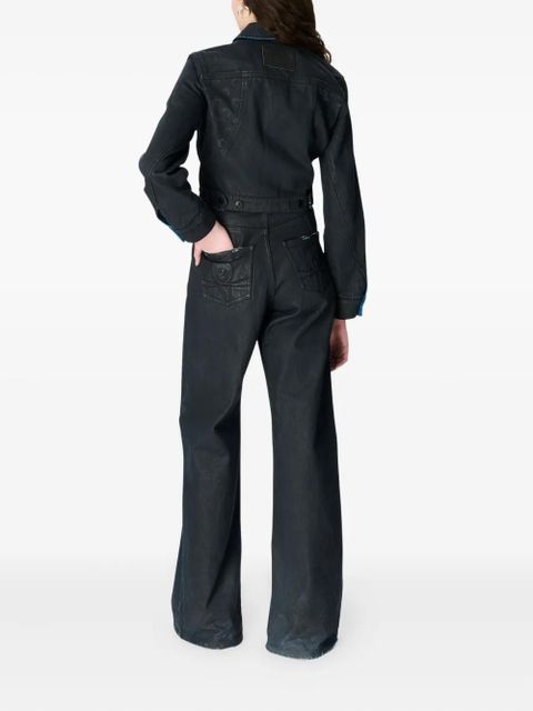 Marine Serre Moon waxed denim jacket - Black