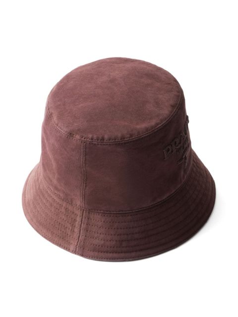 Prada logo embroidered bucket hat