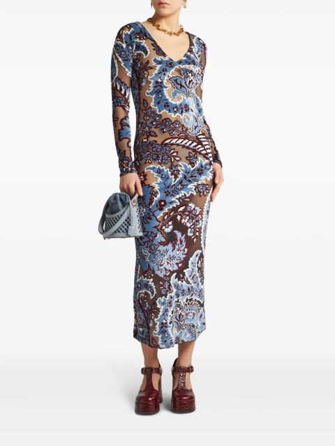 ETRO jacquard velvet dress - Blue - zdjęcie produktu nr 2