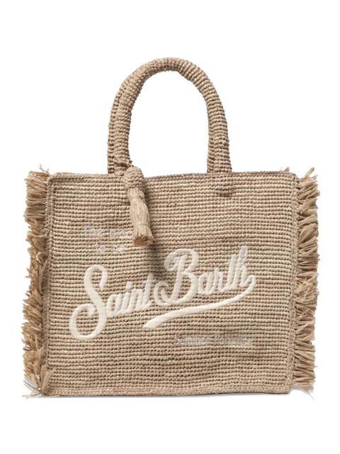 MC2 Saint Barth fringed logo-embroidered tote bag - Neutrals - zdjęcie produktu nr 1
