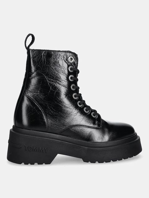 Tommy Jeans workery skórzane TJW CHUNKY SHINY LEATHER BOOT damskie kolor czarny na platformie EN0EN02848 - zdjęcie produktu nr 2