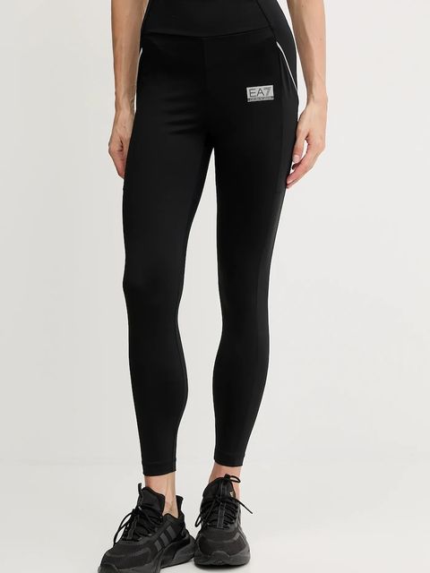 EA7 Emporio Armani legginsy treningowe damskie kolor czarny gładkie AF13534.7W000594