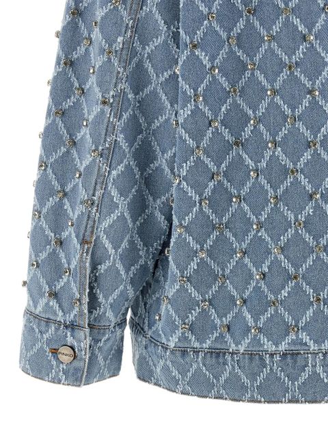 PINKO Pifferaio jacquard crystal denim overshirt - Blue