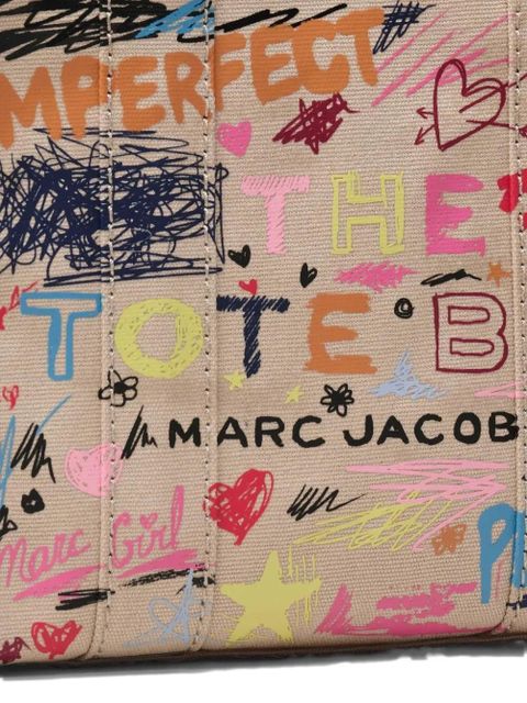 Marc Jacobs small The Punk Scribble canvas tote bag - Neutrals