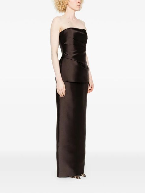 Solace London Lucille strapless peplum maxi dress - Brown