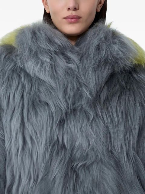Marni single-breasted shearling coat - Grey