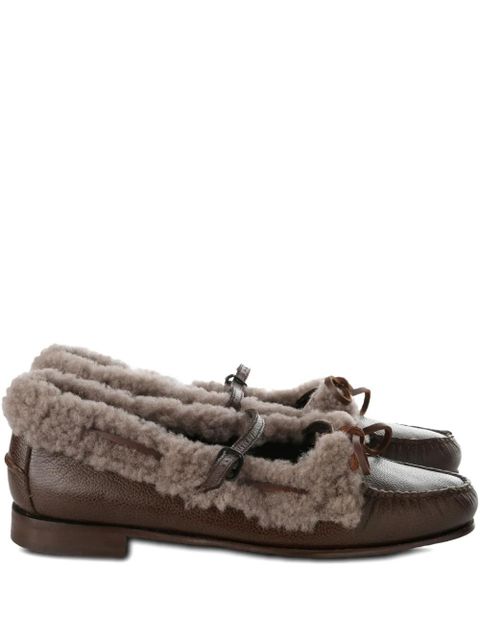 Hereu shearling-trim loafers - Brown