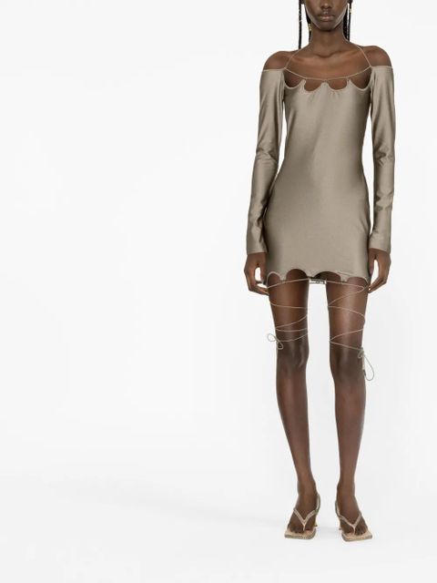 The Attico Lyna off-shoulder minidress - Green - zdjęcie produktu nr 2