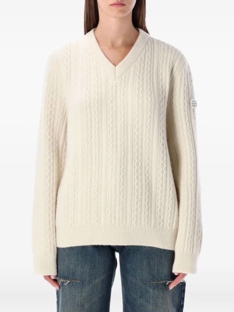 MM6 Maison Margiela cable-knit V-neck sweater - Neutrals - zdjęcie produktu nr 1