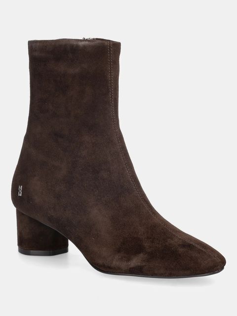 Nokwol botki zamszowe Alyssa Brown Suede damskie kolor brązowy na słupku Alyssa Brown Suede - zdjęcie produktu nr 1