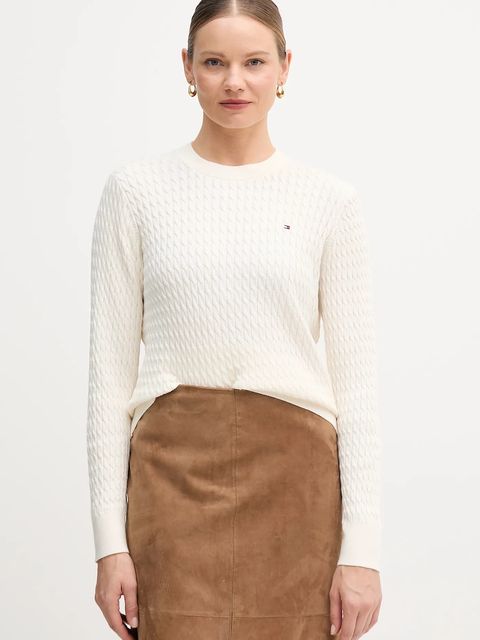 Tommy Hilfiger sweter bawełniany kolor beżowy lekki WW0WW44993 - zdjęcie produktu nr 1