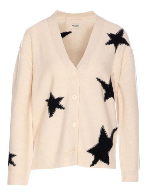 Zadig&Voltaire star-intarsia cashmere cardigan - Neutrals - zdjęcie produktu nr 1