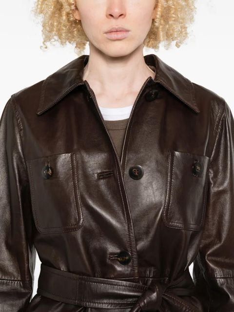 Max Mara Mstamaca buttoned belted coat - Brown