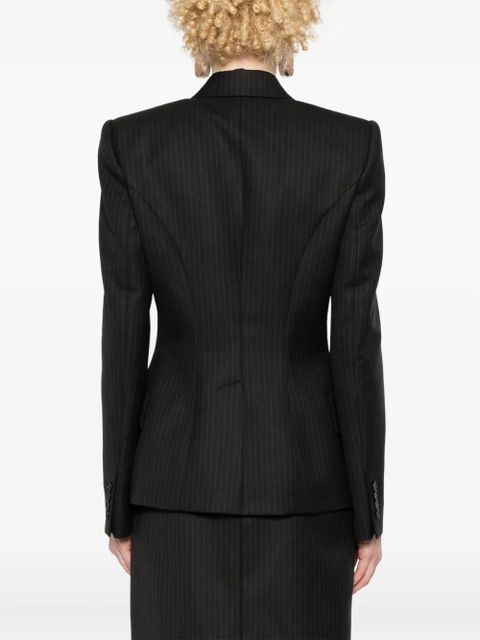 Alexander McQueen single-breasted pinstriped blazer - Grey