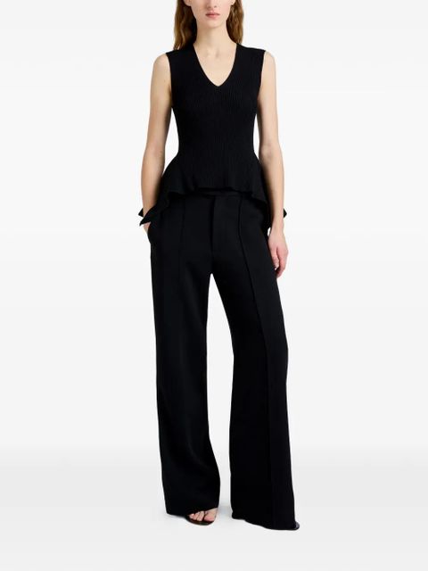 Proenza Schouler Eugenie ribbed V-neck top - Black - zdjęcie produktu nr 2