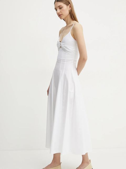 Simona Corsellini sukienka bawełniana kolor biały midi rozkloszowana P25CPAB011