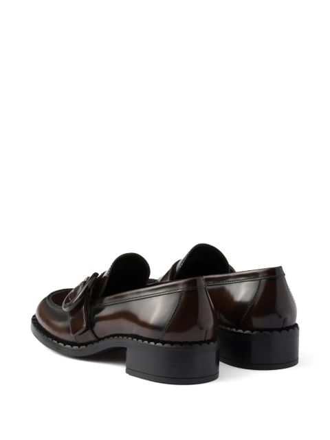 Prada brushed leather loafers - Brown