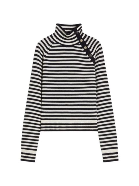 Max Mara Paniere striped button roll-neck sweater - White - zdjęcie produktu nr 1