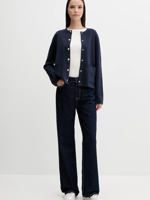 Tommy Hilfiger kardigan dwustronny kolor granatowy lekki WW0WW40846