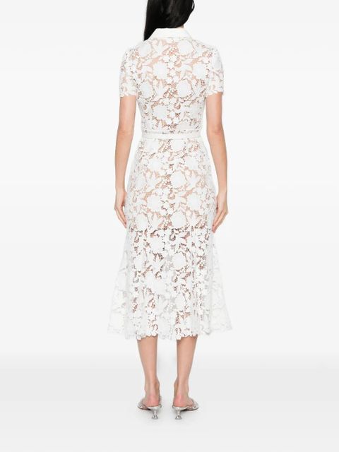 Self-Portrait lace collared midi dress - White