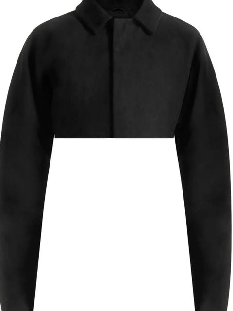Manière De Voir Elya suede-effect black super crop jacket - zdjęcie produktu nr 2