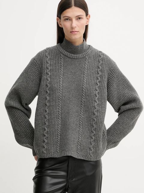 G-Star sweter wełniany 0 damski kolor szary ciepły z golfem D27730.D770 - zdjęcie produktu nr 1