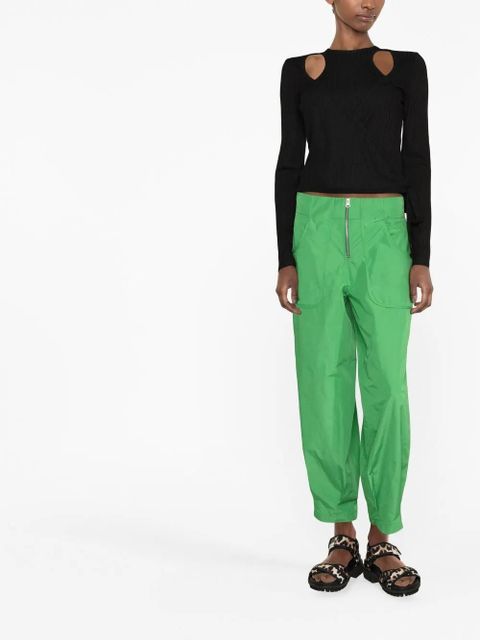 GANNI ribbed jersey wrap blouse - Black - zdjęcie produktu nr 2