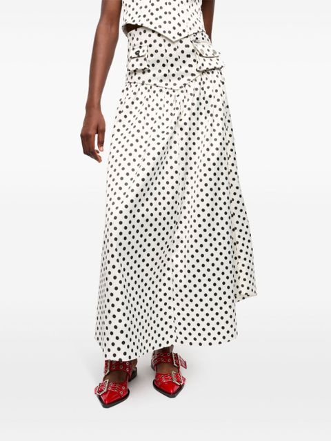 GANNI polka dot-print maxi skirt - White