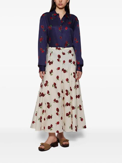 KHAITE rose-print button-down shirt - Blue - zdjęcie produktu nr 2