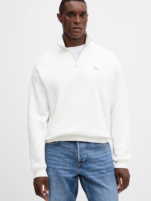 Lacoste bluza bawełniana kolor kremowy gładka SH7759 - zdjęcie produktu nr 2